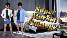 a big sausage in the supermarket that made a man full