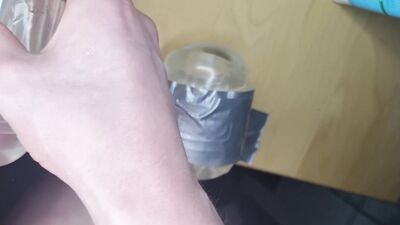 Horny guy double fucking pocket pussy