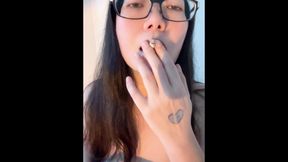 Real Smoking Asian MILF Smoking Lingerie | Dirty Ashtray Meets Bouncy C-cup Boobs