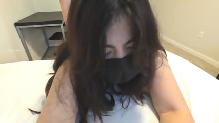 Beautiful international student bitch eats cock and fucks hard