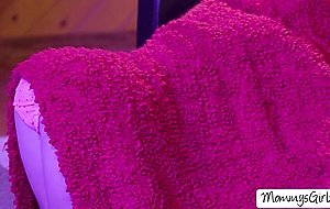 Sarah having threesome movie night sex with stepdaughter and her bff