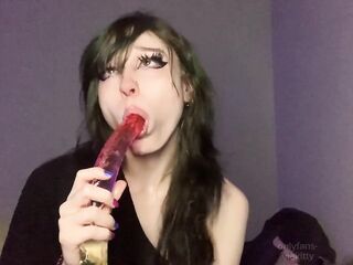 dumb alt spits n explores recent gummy worm double sex toy