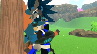 Female protogen gets pounded by cute wickerbeast by the shore