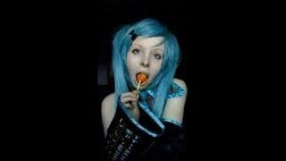 Dễ thương Hatsune Miku cosplayer tước trên cam