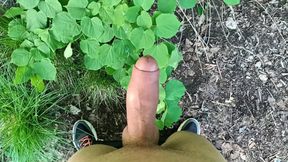 Thick Dick Outdoor Cumshot and Close up Looking on Cum