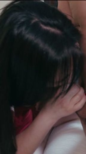 Hotwife sucks off huge cock in hotel room while husband watches