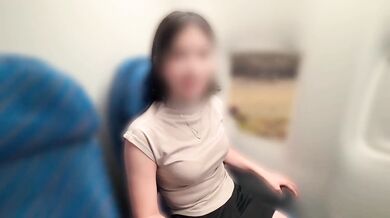 Double creampie on the bullet train japanese slut gets johnsoned
