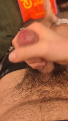 Hairy boy jerks himself and cums in his undies   Clip 1