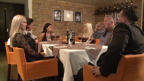 Blonde cheats on her husband giving a blowjob in the men closet