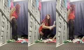 CindiCsissy Red Dress Sissygasm Gushes Handsfree Cum Destroyed