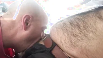 Daddy bear gives amateur blowjob at workplace