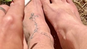 Sexy Red Toes Human Ashtray: Dirty Feet Ash and Cigarette Butt Play