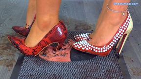 204 Part 1 - Hood Cam - Goddess Amber & Miss Lucy - Human Doormat 2: Eat The Filth From The Soles Of Our Red Stilettos - Face Busting Trample Trampling Crushing Crush Shoe Foot Heel Worship Gagging