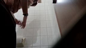 farts in the public toilet and big pee before a walk