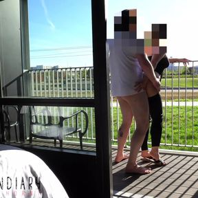 risky public balcony sex with people watching - projectsexdiary