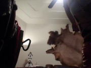 Crossdress hog tie self bondage choke