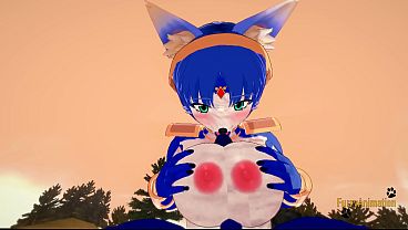 StarFox Pokemon Furry Hentai Yiff 3D - POV Krystal x Lucario Boobjob blowjob and fucked