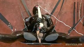 Vibrator play in the sex swing - Alex Latex