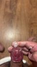 Uncut cock pulls skin all the way down and touches head to cum real fast