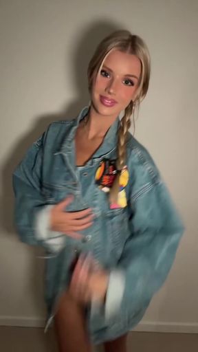 Blonde woman in denim jacket