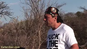 German guy gets intimate with hot African girl in steamy safari sex orgy
