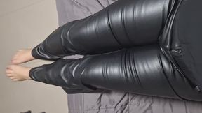 Crushing Him Under My Ass in Black Leather Pants - Higher-Quality (HD 4k)