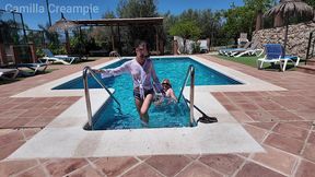 swimming pool wet t-shirt lesbians