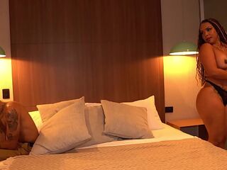 Slender tattooed stepson ends up banging his stepmother when they share a couch