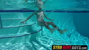 Hot pool swimming and cock wanking with slim twink