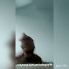 muscular bodybuilder fitness model is jerking off