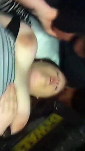 Double Penetrated Chav Takes Two Cocks