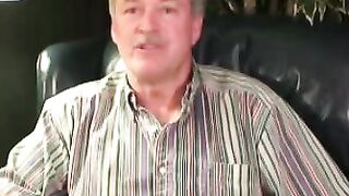 Older hairy man does solo interview and masturbates on cam