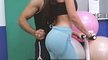 The horny personal trainer with monster cock fucks extreme with teen latina with perfect tits swallow cum