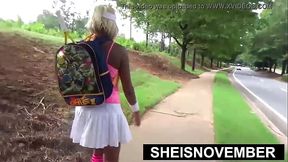 I'_m Walking Down The Street Giving Blowjob Too Big Dick Penis Guy I Met During Sports Game, Giant Nipples And Heavy Boobs Exposed, Skinny Blonde Black Slut Sheisnovember Exposing Her Round Butt, Cute Panties Outdoor By Msnovember