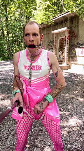 SissyMandi Exposed in SISSY cheerleader dress.