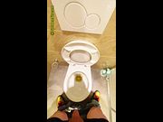 He pisses without flushing! And goes