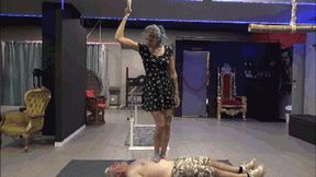 LILLI BAYLE - Destroying the human carpet - PART 2: HARD trampling, facestanding, dick trampling in socks