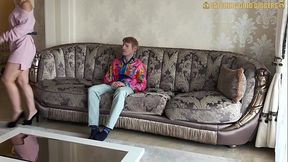 Young blonde Ukrainian teen takes it in the ass while watched by an old