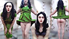 Green Sexy Dress Cute Shemale Ladyboy Hot Body Sexy Dancer Cosplayer Model