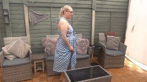 retro 50's dress playing with Dildo