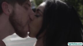 Evas bareback anal threesome on the basketball court: a trans interracial experience