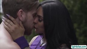 Evas bareback anal threesome on the basketball court: a trans interracial experience