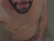 Vintage big cock uncut latino shower jerk off and cum, now on VHS