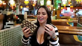 Angel Lima without panties in the restaurant