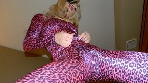 Cameron Dee Pink Leopard Print Spandex Catsuit and Socks with Sexual Controlling You Jerk Off Encouragement! "Are you guys stroking that cock for me? Did you cum already? I hope you did! That's what I really want!"