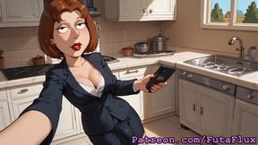 Futanari Diane Simmons Masturbating and Self Suck