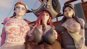 Miss Fortune, D.Va & Jules - Paizuri Duties