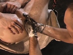 Seductive construction worker spreads his legs and gets his ass worked