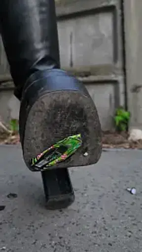 Tiny Toy Cars Crushed Under My Platform Boots