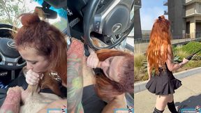 secret car bj and public cumwalk - no panties!